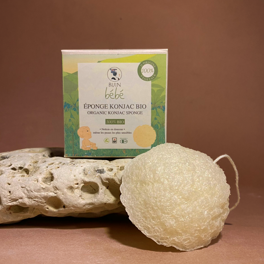 Eponge nettoyante réutilisable au Konjac BIO pour bébé