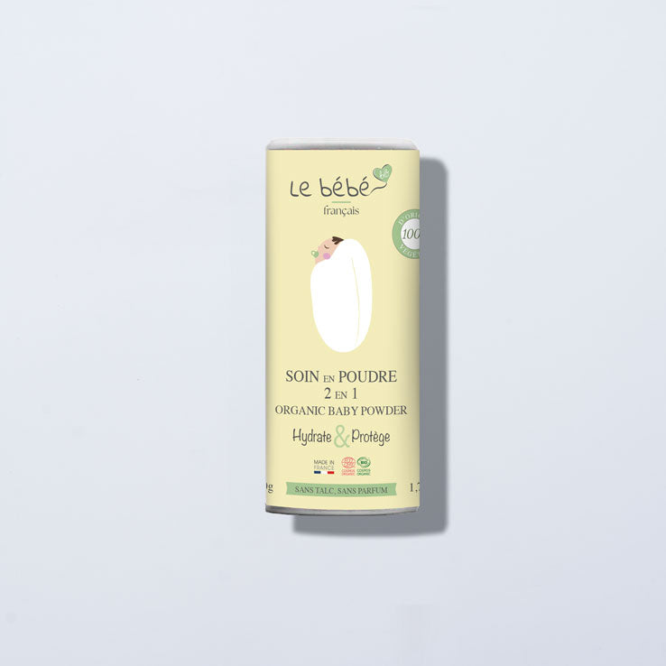 Soin en Poudre 2 en 1 pour Bébé – 100% bio et végétal - Poudre sans talc
