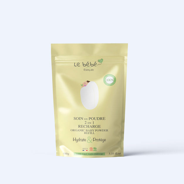 Soin en Poudre 2 en 1 pour Bébé – 100% bio et végétal - Poudre sans talc