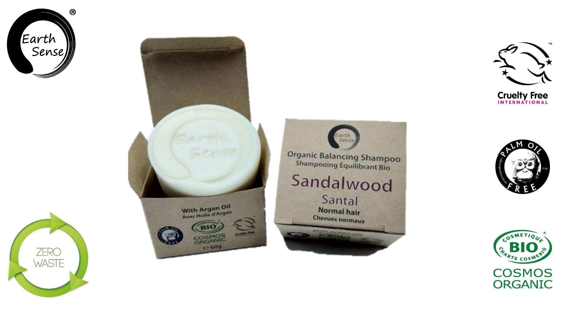 Shampoing Solide Équilibrant Bio Certifié – Bois de Santal – Cheveux normaux & tous types de cheveux – 60 g