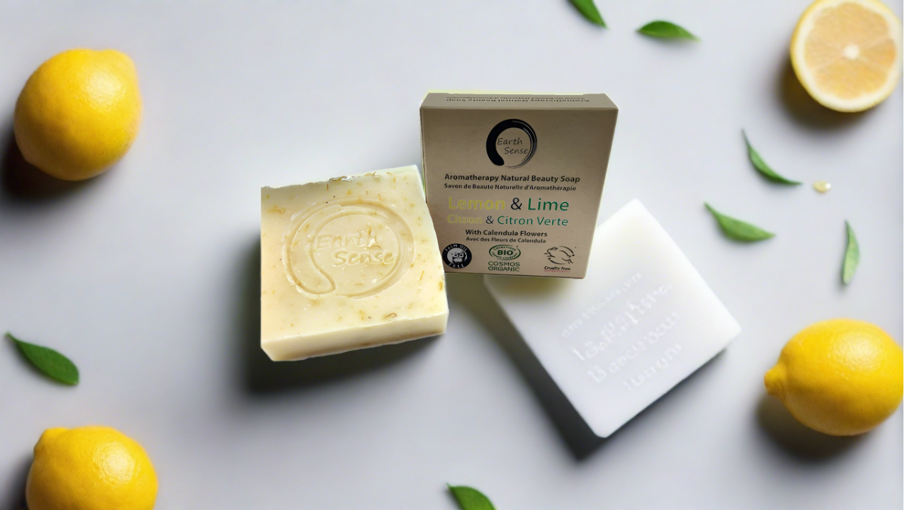 Savon solide Bio certifié 90g citron et lime , avec fleur de calendula.