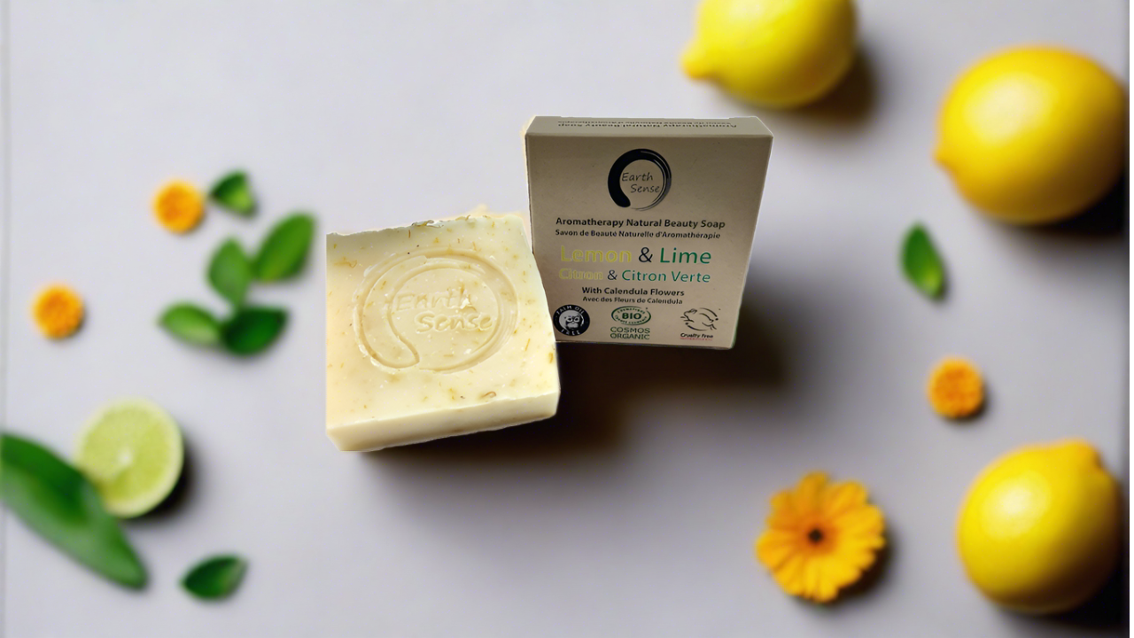 Savon solide Bio certifié 90g citron et lime , avec fleur de calendula.